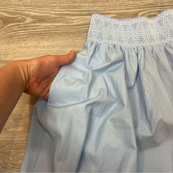 ZARA Summer Blue Midi Full Skirt Stretchy Weist with embroidery XS - Picture 9 of 11
